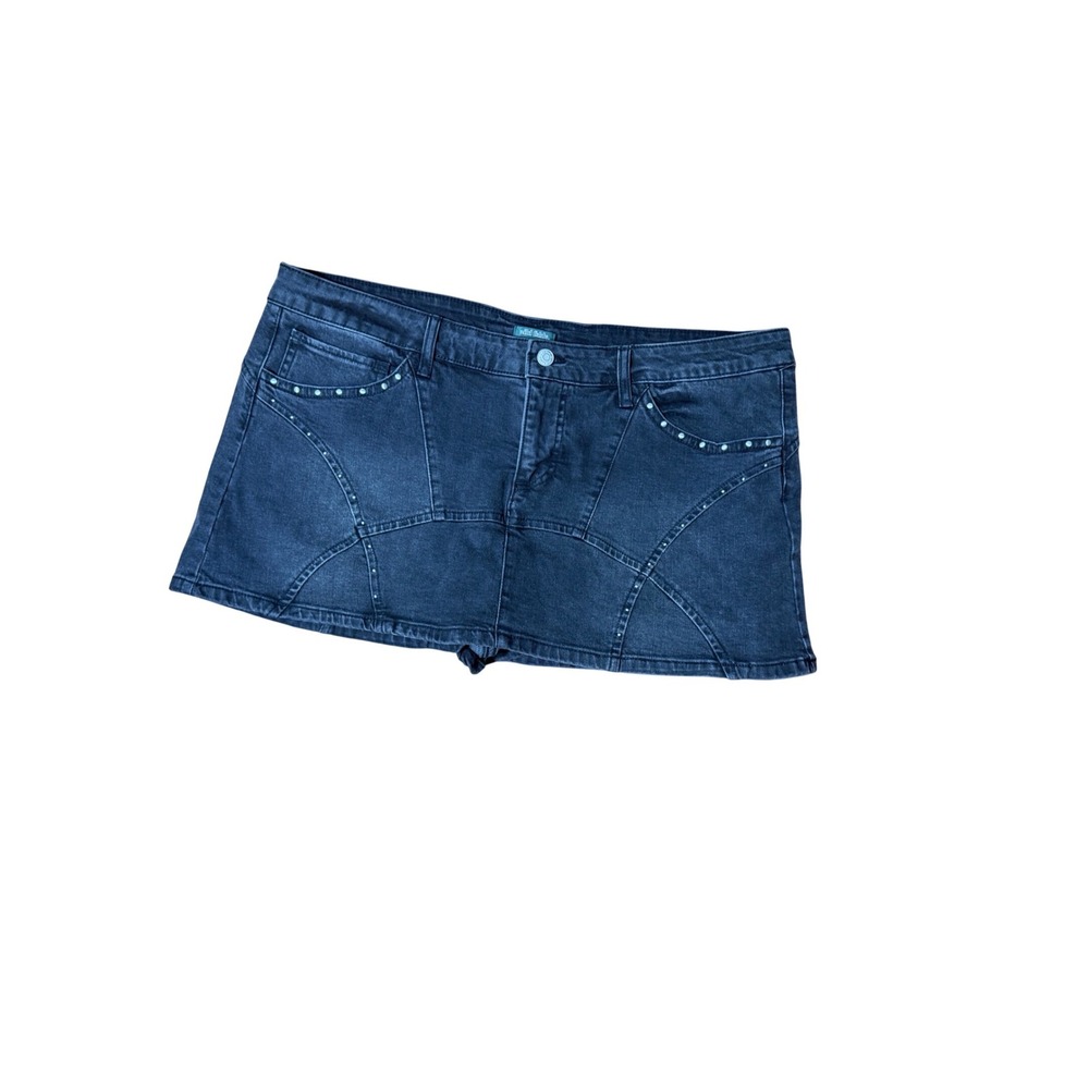 Wild Fable Womens Black Denim Skort Rhinestone Studded Mini Skirt Shorts XL NWT - Picture 2 of 8